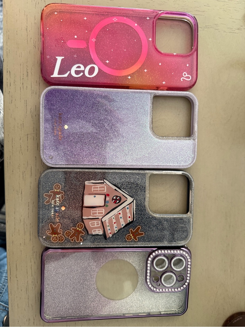 kate spade Pink Purple Glitter Leo & Gingerbread Phone Case Set